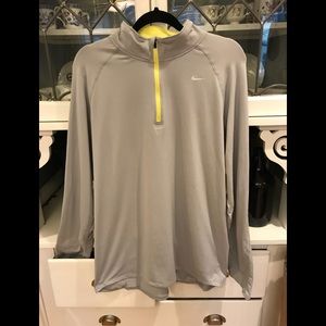 Nike running dri-fit 1/4 zip sizeXL gray and yello